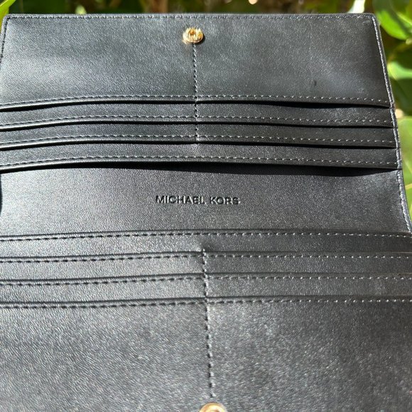 Michael Kors REED Large Flap Bifold Snap Wallet Black - Picture 5 of 8